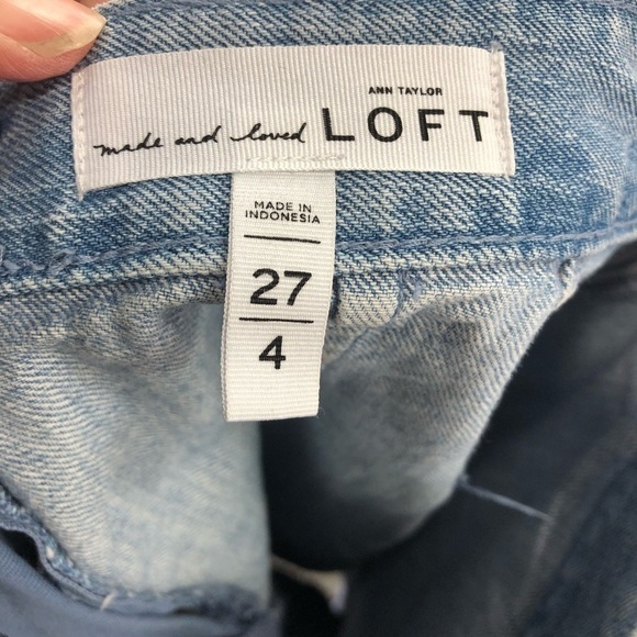 Loft Denim Wrap Jean Skirt Sz 4/27 Light Wash Blue Mini Raw Hem A-Line Casual - Picture 6 of 8